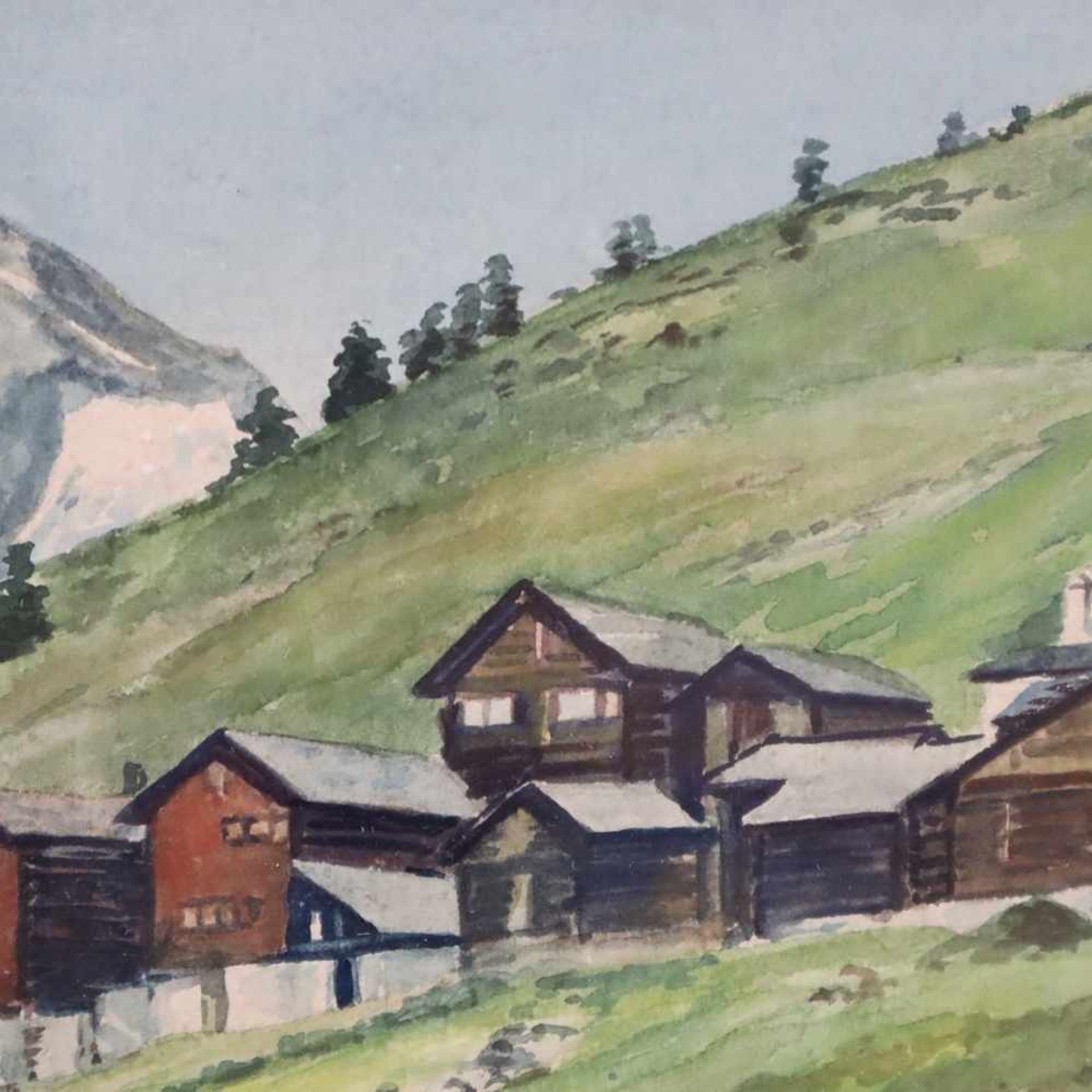 Annen C. - Alpenpanorama, Aquarell auf Papier, u. re. sign., ca 21 x 34 cm, unter Glas - Bild 3 aus 5