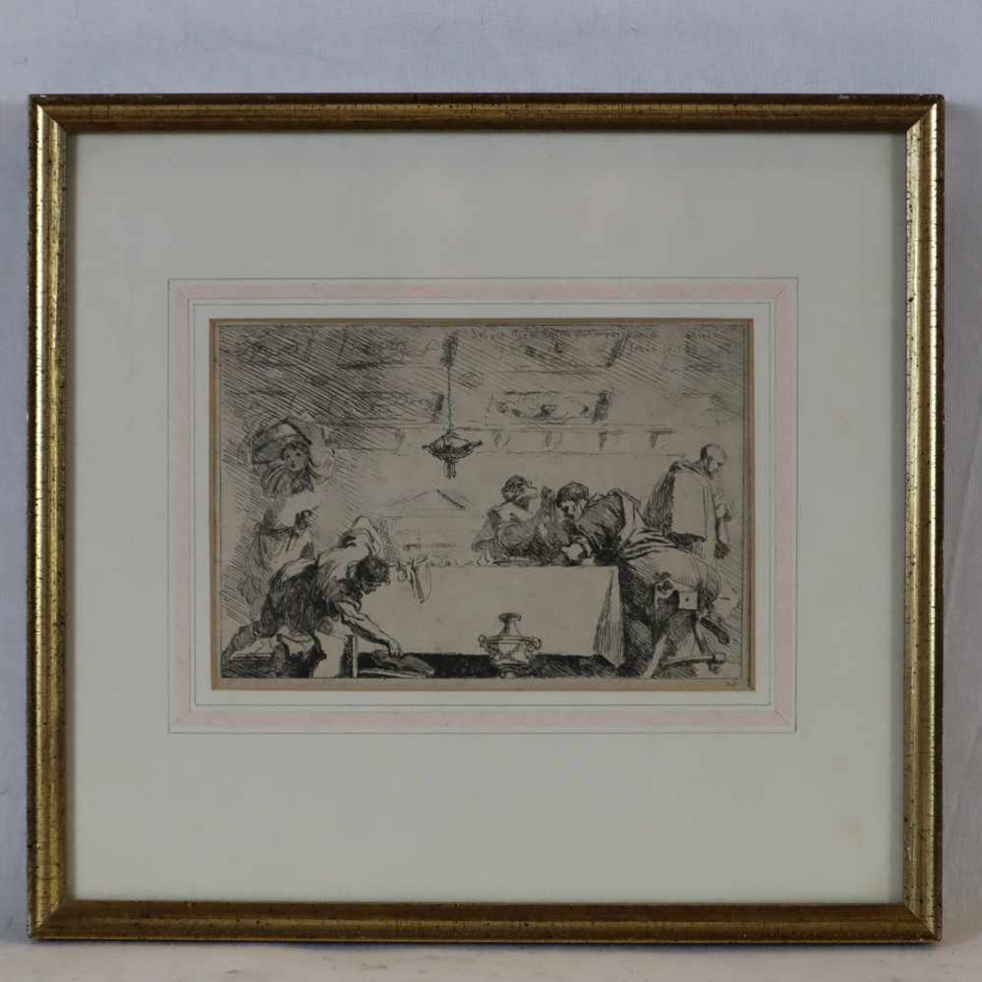 Fragonard, Jean Honoré (1732 Grasse-1806 Paris) - "Die Jünger von Emmaus", Radierung nach Sebastiano