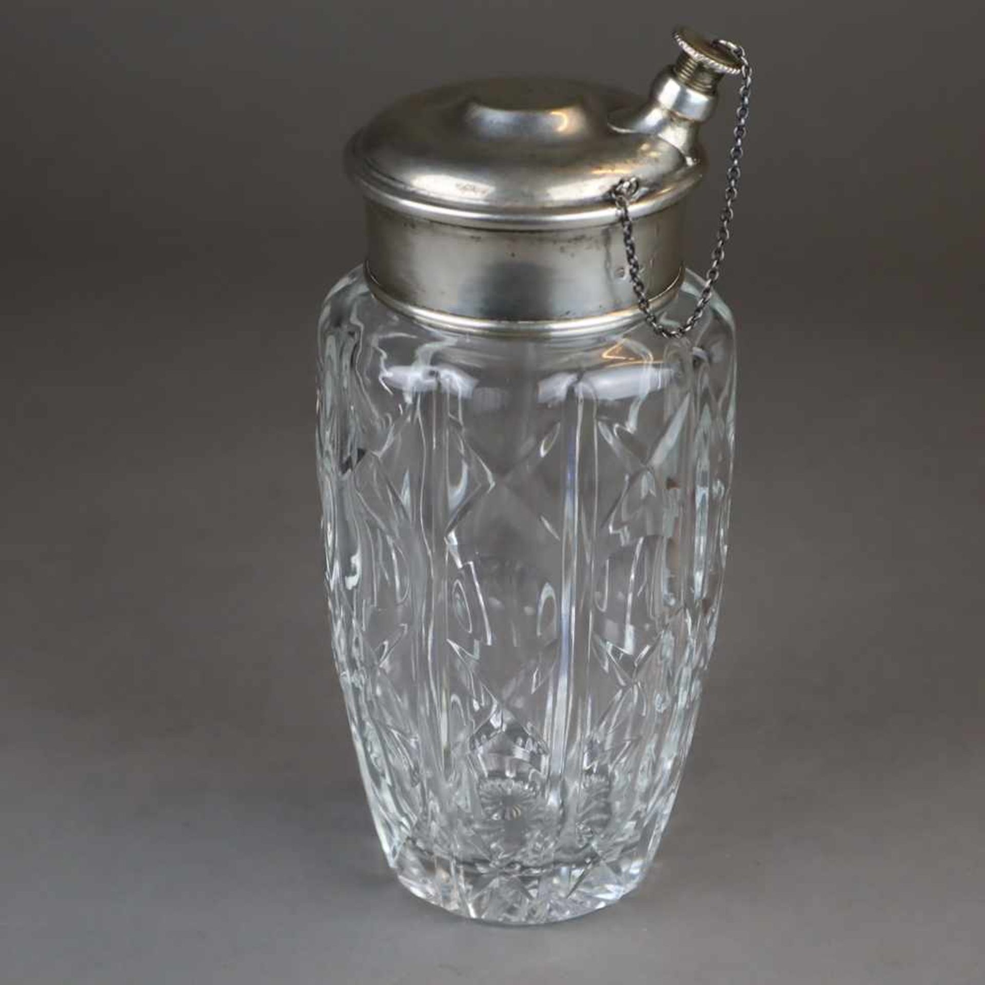 Cocktail-Shaker - Italien um 1930, geschliffener Kristallglaskorpus mit Silbermontierung und -
