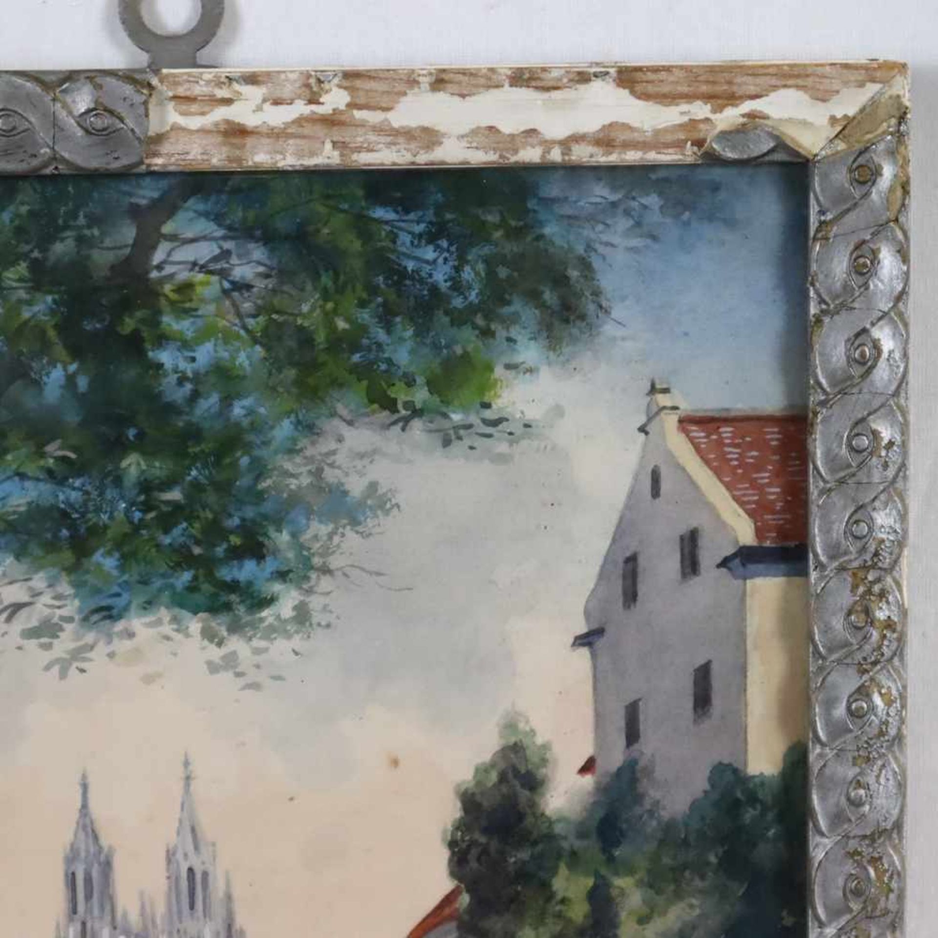 Berger, Hans - Dorfstraße mit Blick auf die Kathedrale, Aquarell auf Papier, u. re. sign., u. dat „ - Bild 6 aus 7