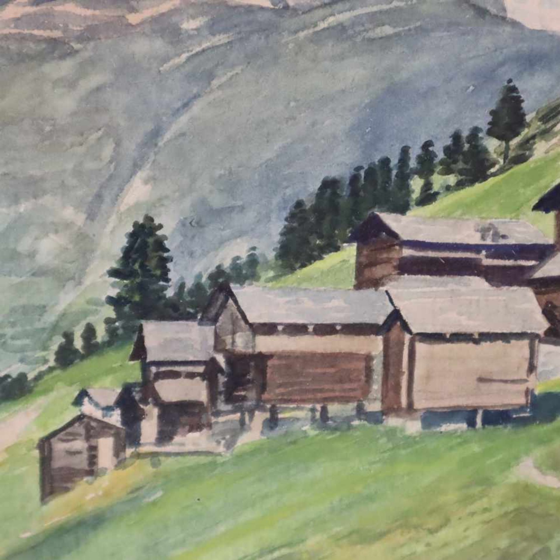 Annen C. - Alpenpanorama, Aquarell auf Papier, u. re. sign., ca 21 x 34 cm, unter Glas - Bild 2 aus 5