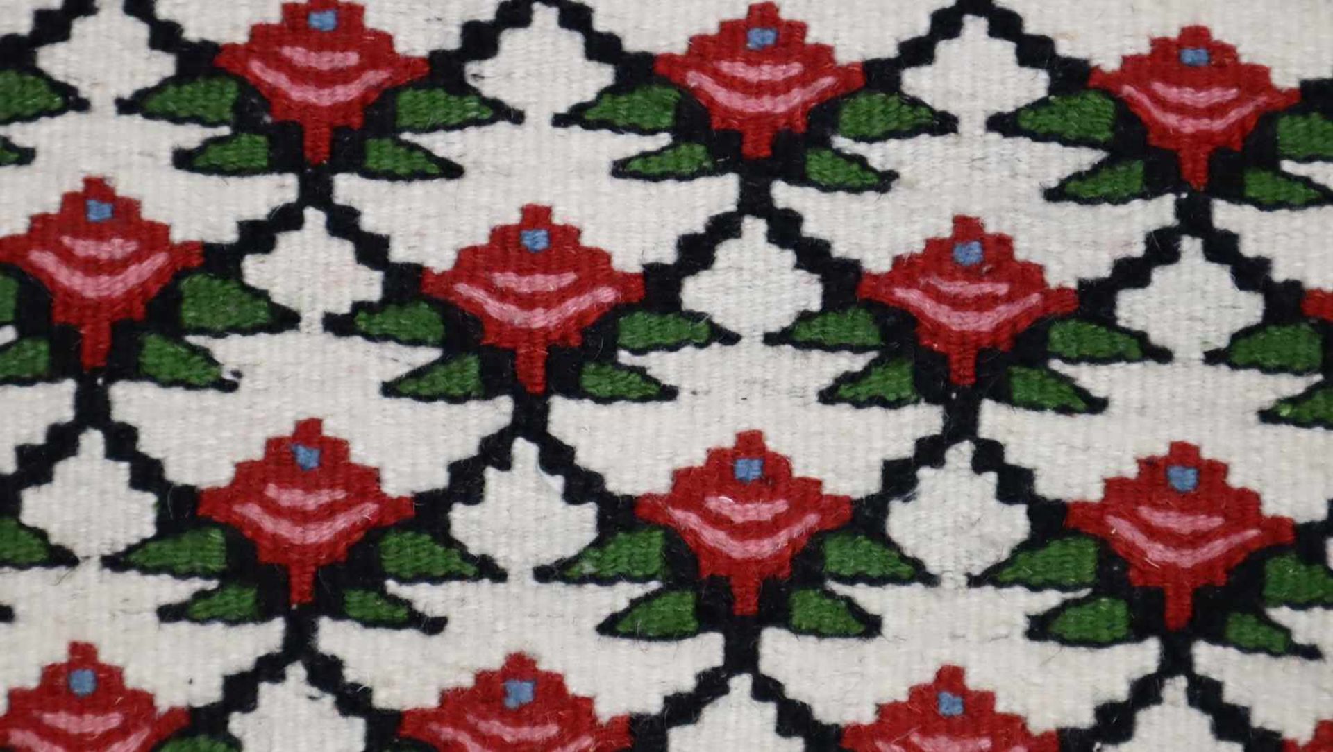 Kelim - Turkmenien, Wolle, beigegrundig mit durchgehendem floralem Muster, rotgrundige Borte, - Bild 2 aus 5