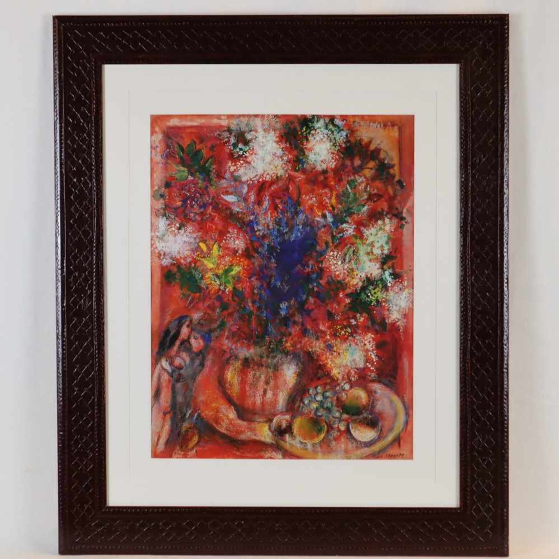 Chagall, Marc (1887 Witebsk - 1985 St. Paul de Vence) - "Die roten Blumen", Farboffsetdruck, unten
