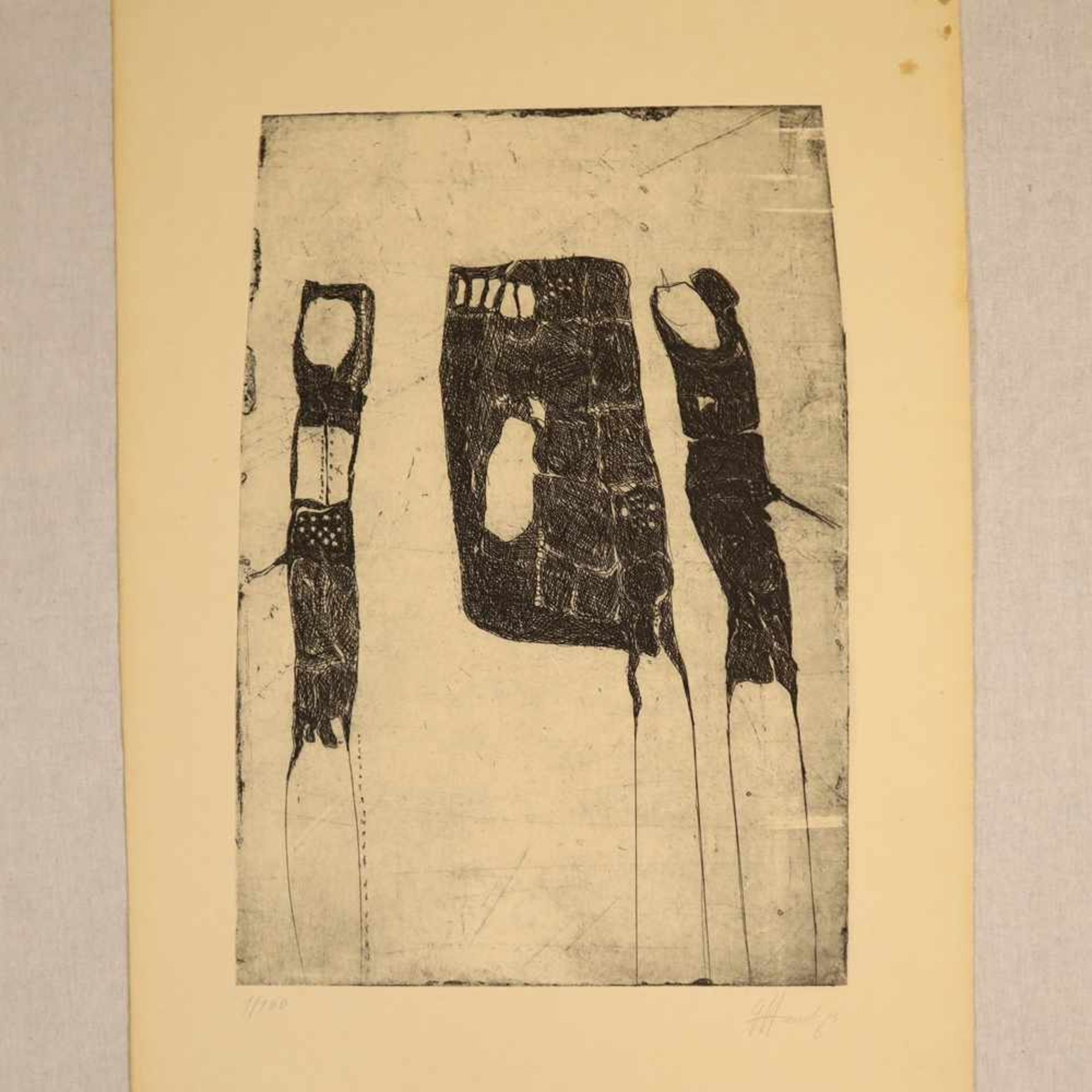 Hanebeck, Gerd (*1939 Remscheid, deutscher Maler, Grafiker und Objektkünstler) - Zwei Radierungen, - Bild 3 aus 4