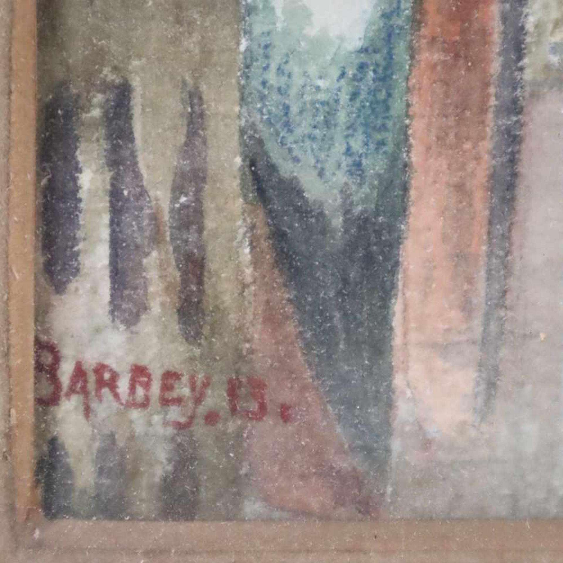 Barbey - Stadtansicht mit Kanal, Aquarell auf Papier, u. li. sign. „Barbey“, ca. 32,5 x 21,5 cm, mit - Bild 6 aus 6