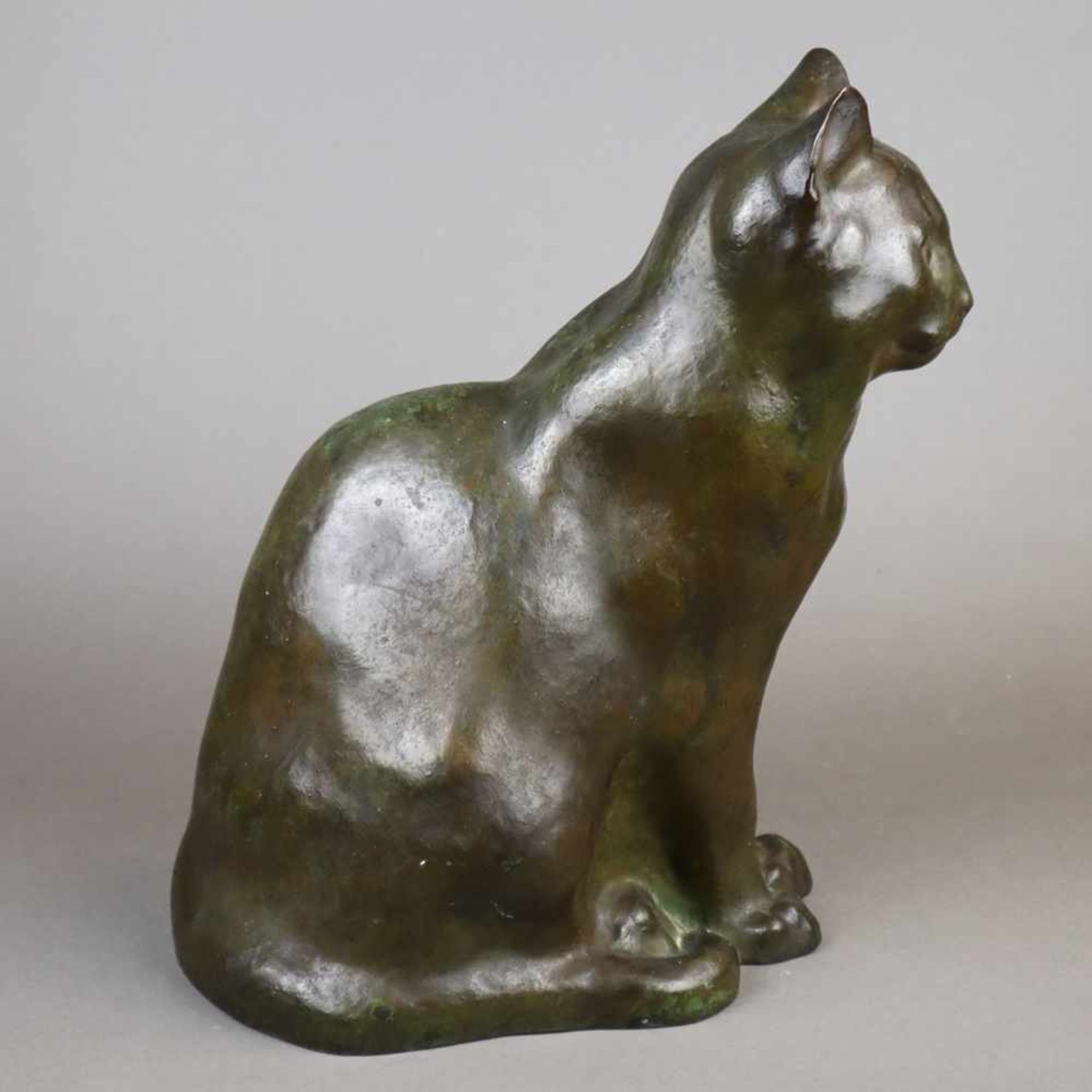 Cauer, Ed. (geb. 1905 - ?) - Sitzende Katze, Bronze, dunkel patiniert, naturalistische Darstellung - Bild 6 aus 8