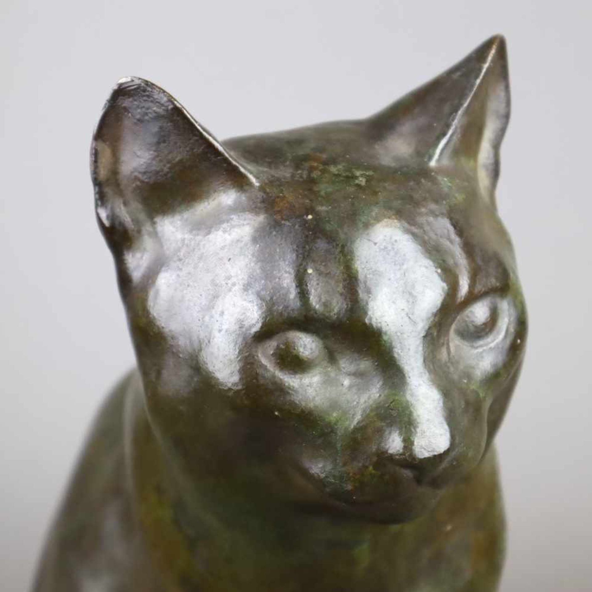 Cauer, Ed. (geb. 1905 - ?) - Sitzende Katze, Bronze, dunkel patiniert, naturalistische Darstellung - Bild 4 aus 8