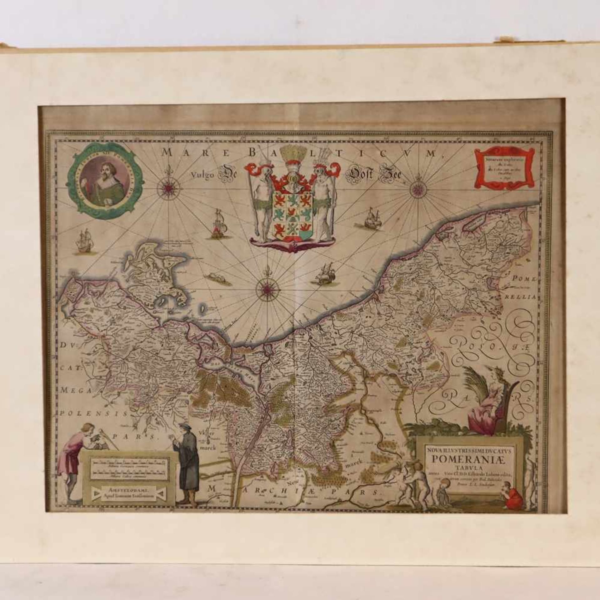 Landkarte von Pommern - "Nova illustrissimi Ducatus Pomeraniae tabula", Kupferstichkarte, Grenzen