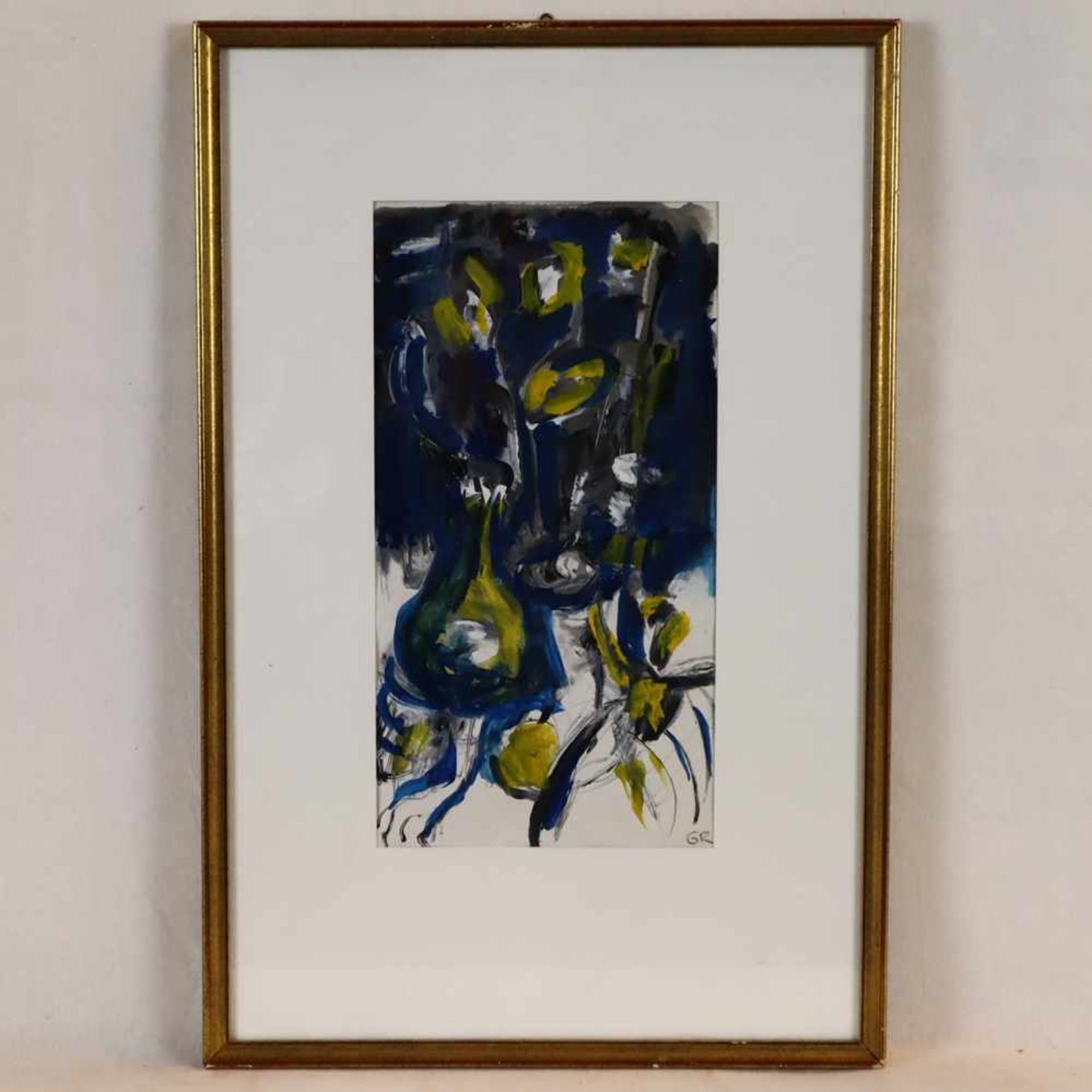 Unbekannter Künstler - Abstraktes Stillleben, Öl auf Papier, u. re. monogr. „GR“, ca. 26,5 x 14 - Bild 2 aus 5