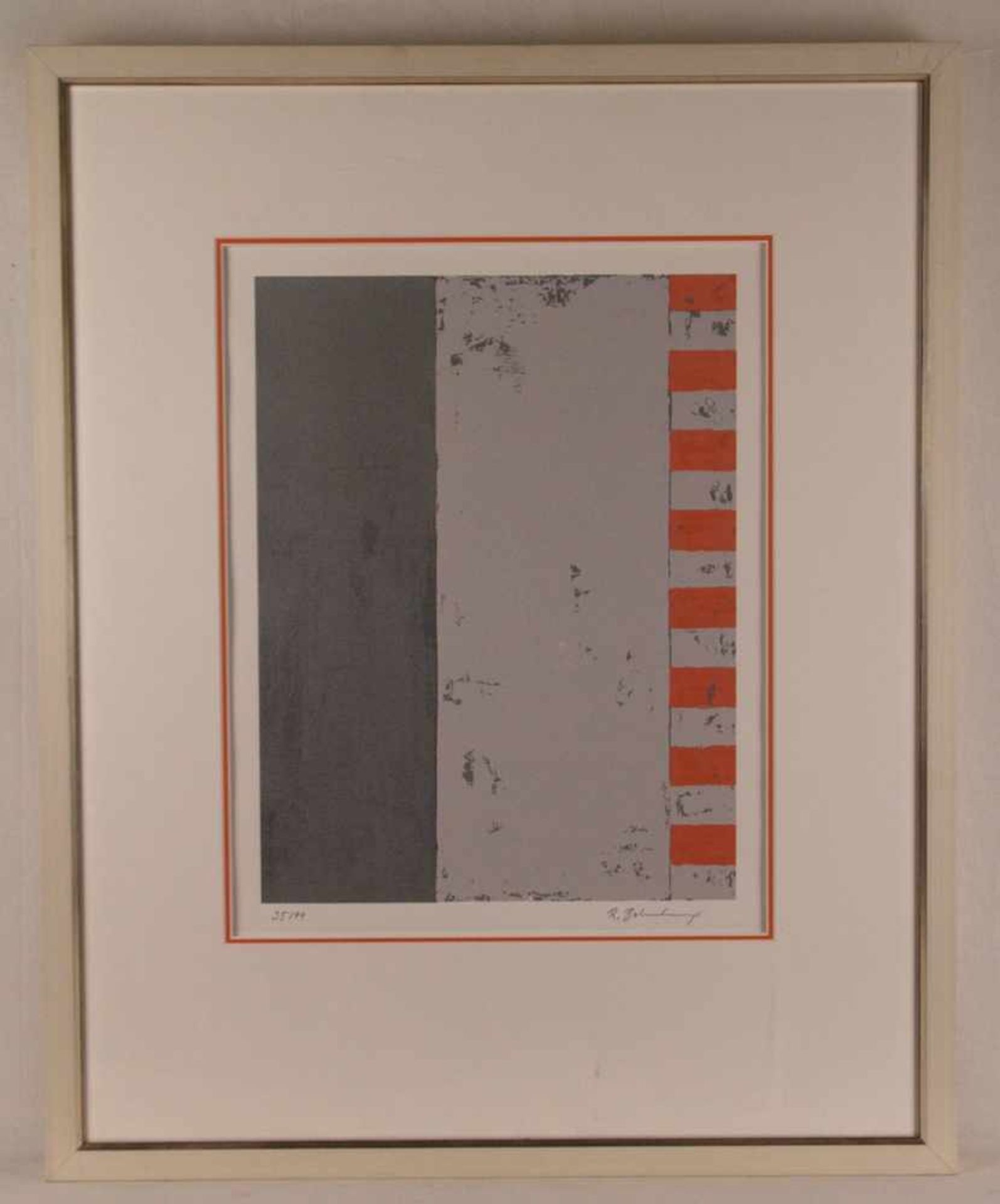 Bohnenkamp, Ralf - Abstrakte Komposition in Hellgrau und Orange, Siebdruck, num. 35/99, sign., ca. - Bild 2 aus 3