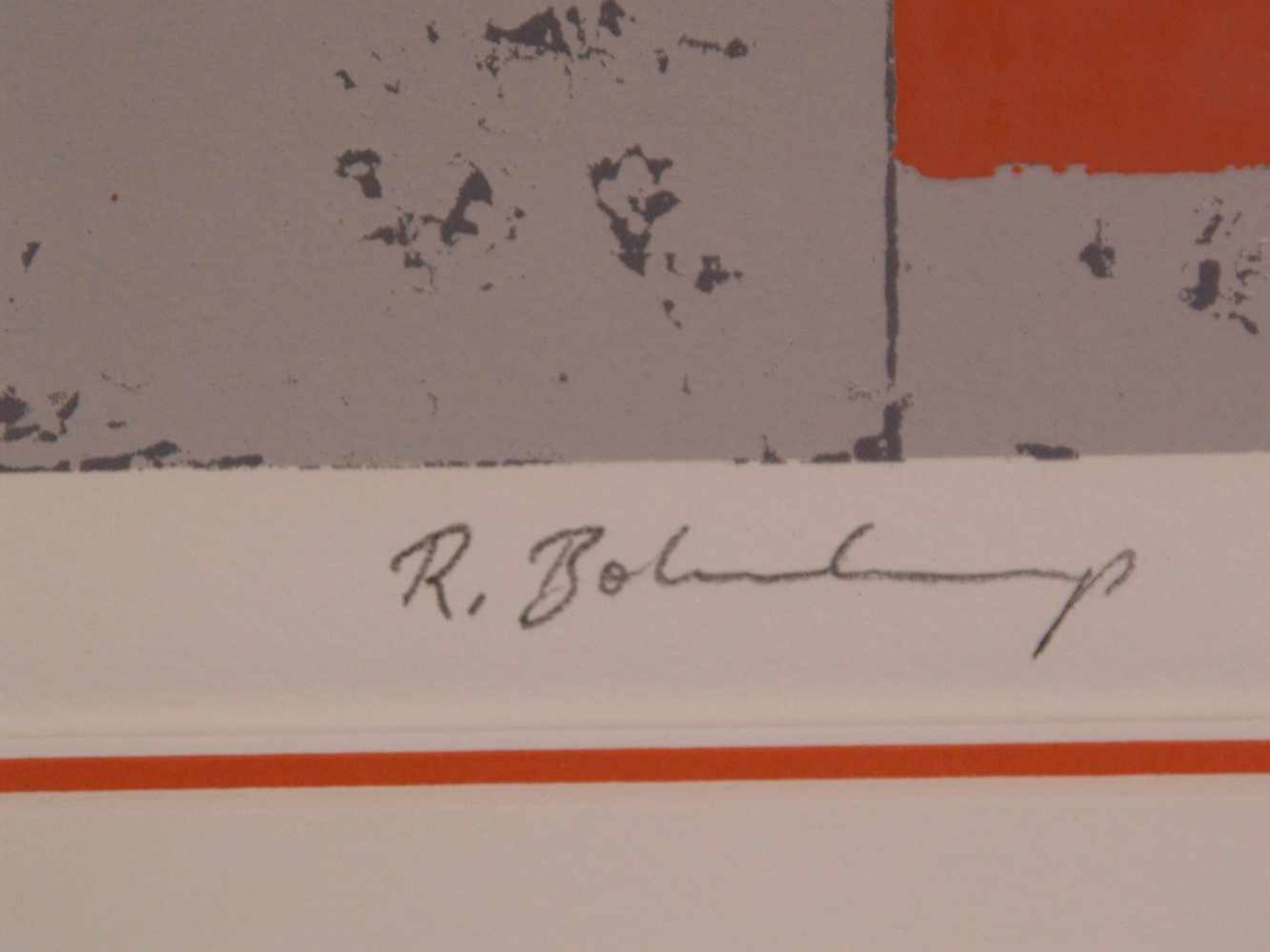 Bohnenkamp, Ralf - Abstrakte Komposition in Hellgrau und Orange, Siebdruck, num. 35/99, sign., ca. - Bild 3 aus 3