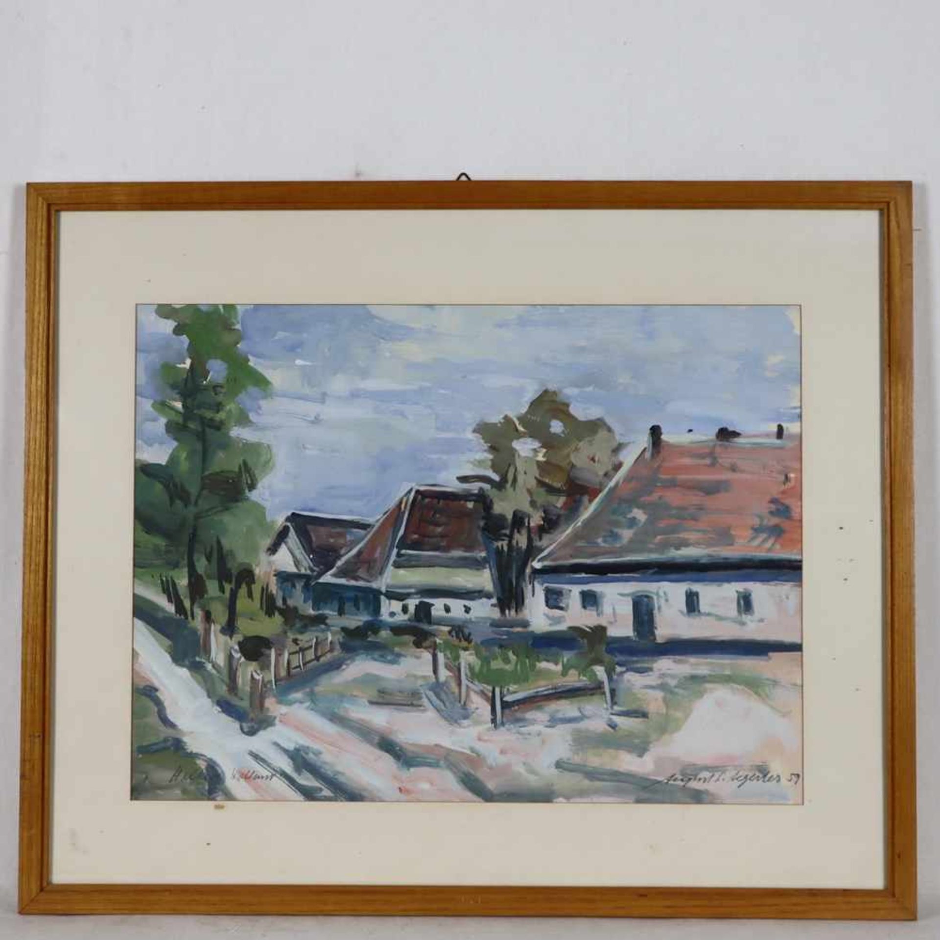 Aegeter, August (1878 - 1971 Basel) - Dorfansicht, Aquarell auf Papier, u. re. sign. u. dat „59“,