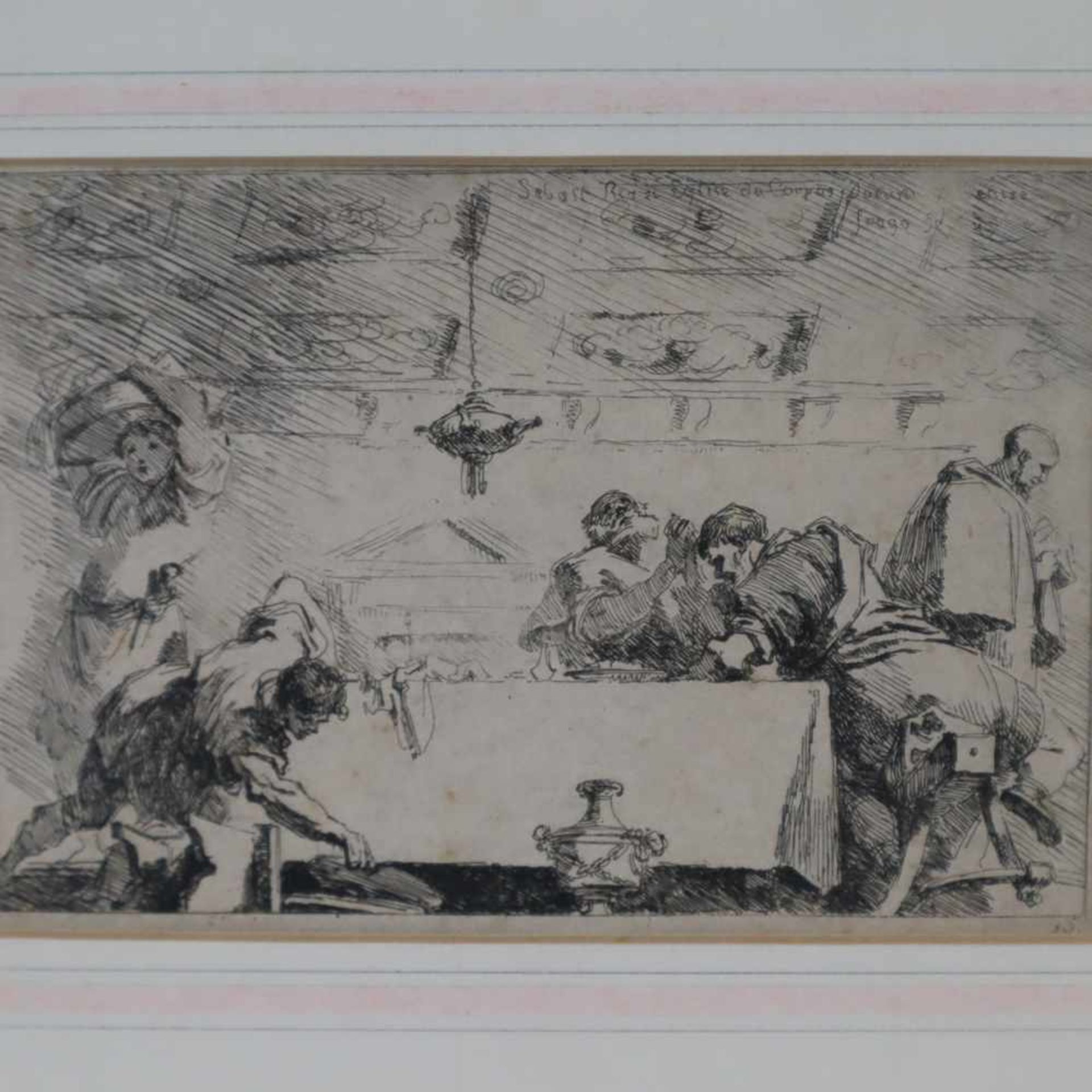 Fragonard, Jean Honoré (1732 Grasse-1806 Paris) - "Die Jünger von Emmaus", Radierung nach Sebastiano - Bild 2 aus 3
