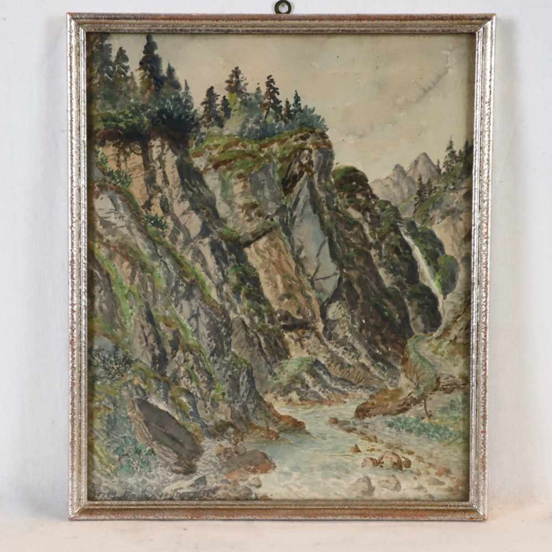 Baur, Fritz - Fluß in Gebirgsschlucht, Aquarell auf Papier, u. li. sign. u. dat „1940“, ca. 29 x