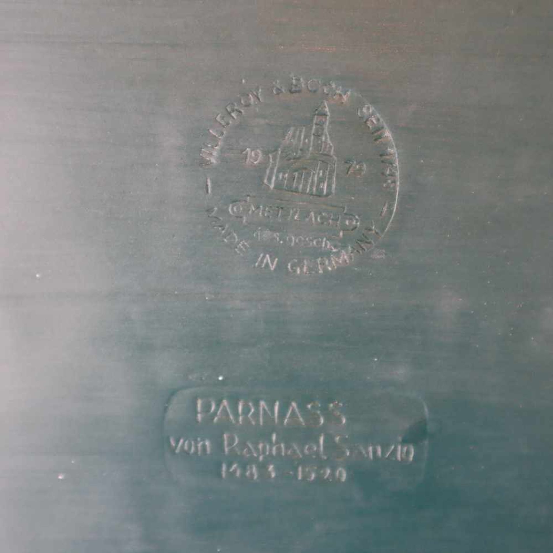 Phanolith-Reliefbild "Parnas" - Villeroy & Boch / Mettlach, Feinsteinzeug, blaugrüne Platte matt - Bild 7 aus 9