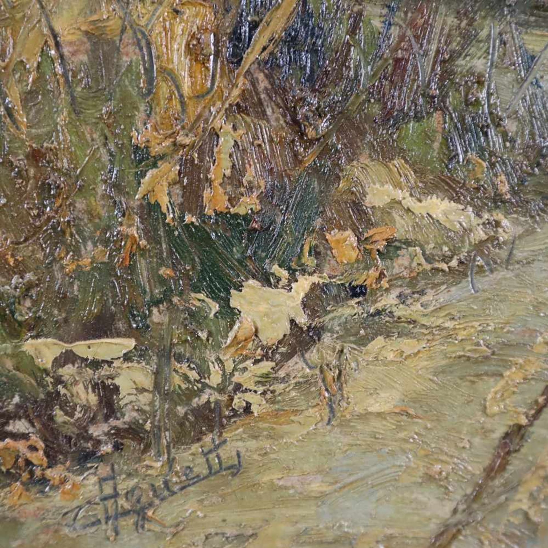 Agnetti, Ciro (geb.1913) - Herbstliche Gebirgslandschaft, Öl auf Hartfaserplatte, u. li. sign., ca. - Bild 4 aus 6