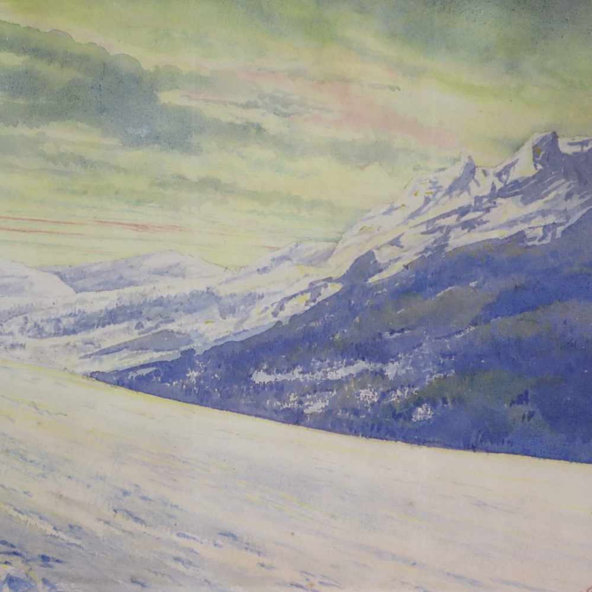 Glienke, Ferdinand August (1854 Moritzfelde - 1928 Berlin) - "Winterabend", Aquarell auf Papier, - Bild 3 aus 5