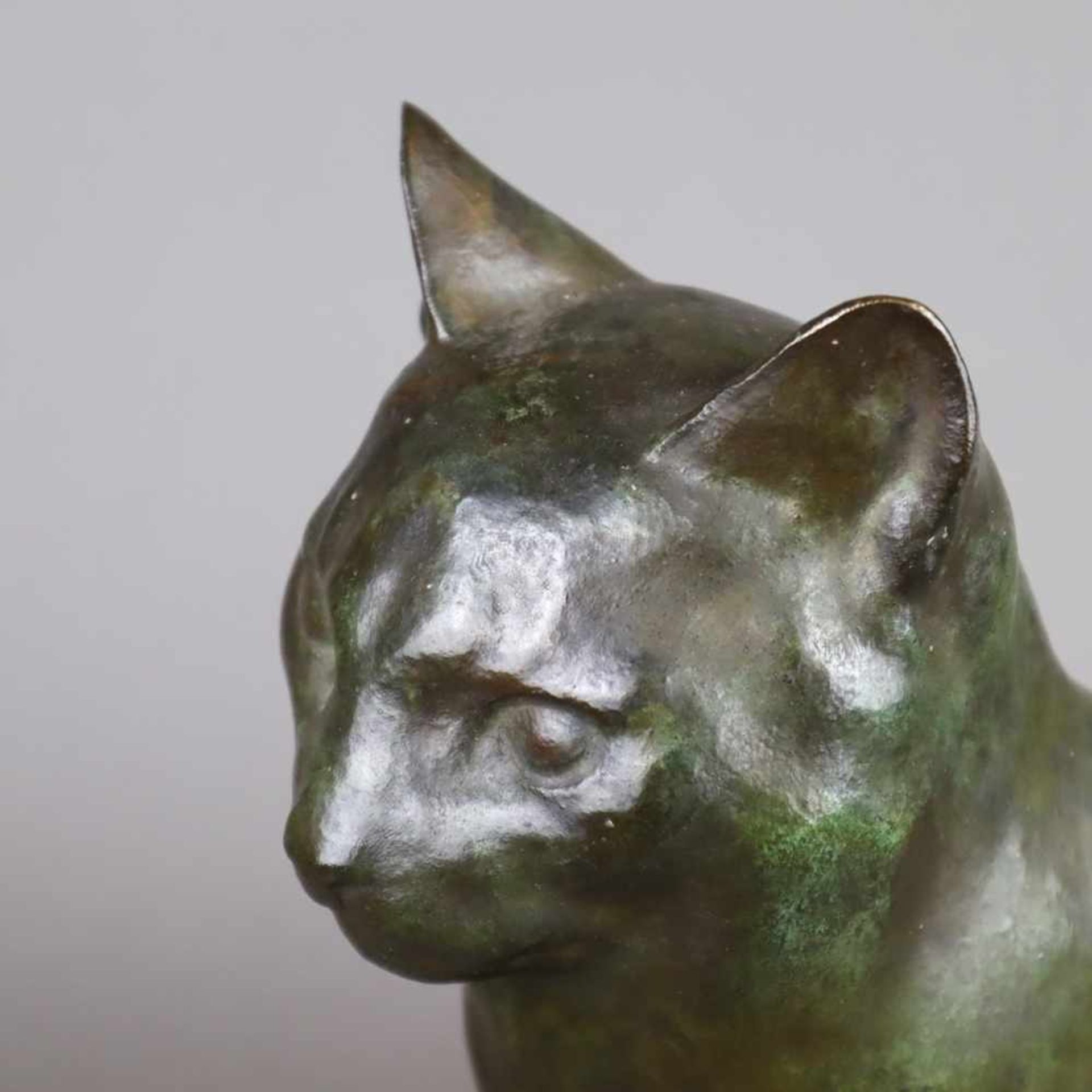 Cauer, Ed. (geb. 1905 - ?) - Sitzende Katze, Bronze, dunkel patiniert, naturalistische Darstellung - Bild 3 aus 8