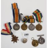 WW1 TRIO PLY.16120 PTE J WALLACE R.M.U AND WW1 MEDALS TO 4890 PTE R WALLACE RIR.RIF AND TWO WW1