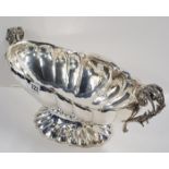 OPULENT & DECORATIVE SILVER FRUIT DISH FOR CENTRE TABLE WITH DETAILED OPEN WORK SILVER HANDLES