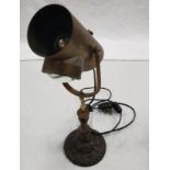 ANTIQUE DESK LAMP WITH BULLSEYE LENSE