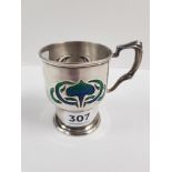 ART DECO SILVER & ENAMEL CUP - LONDON 1903/04 (HAS HAD RESTORATION WORK)