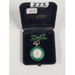 VICTORIAN SILVER & ENAMEL FOB WATCH