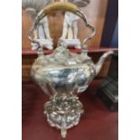 VICTORIAN ROCCOCO REVIVAL SPIRIT KETTLE ON STAND - CREST WITH EARLS CREST