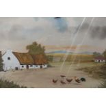 WILLIAM HUSTON, UWS - WATERCOLOUR - HENS FEEDING 20'X14.5'