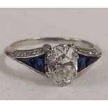 PLATINUM DIAMOND & SAPPHIRE RING