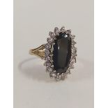 9CT GOLD CZ & SAPPHIRE RING