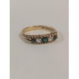 9CT GOLD EMERALD & DIAMOND RING A/F