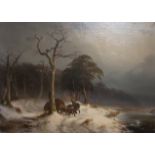 A DE LEEW - OIL - COMING HOME IN WINTER 22.5'X30.5'