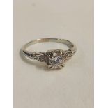 ANTIQUE 18 CARAT WHITE GOLD & DIAMOND SOLITAIRE RING WITH 0.40 CARAT OF DIAMONDS