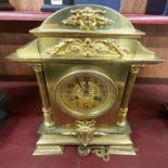 ANTIQUE HEAVY BRASS CLOCK - GOOD MOVEMENT