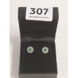 PAIR OF 9 CARAT GOLD EMERALD & DIAMOND EARRINGS