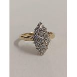 9 CARAT GOLD DIAMOND OVALETTE RING WITH 0.50 CARAT OF DIAMONDS