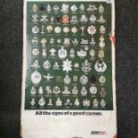 LARGE BOARD OF MILITARY BADGES - 73 BADGES