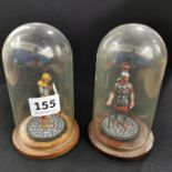 2 LOVELY CONDITION ANCIENT ROMAN SOLDIER MODELS - HEIGHT 80MM BOTH IN PLASTIC DOMES