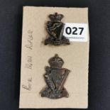 2 NICE BRONZE ROYAL IRISH RIFLE BADGES