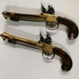 RARE PAIR OF BRASS FLINTLOCK BLUNDERBUSS PISTOLS