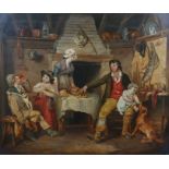 KITCHEN SCENE - G MORLAND - OIL ON CANVAS 19.5'X23.25'