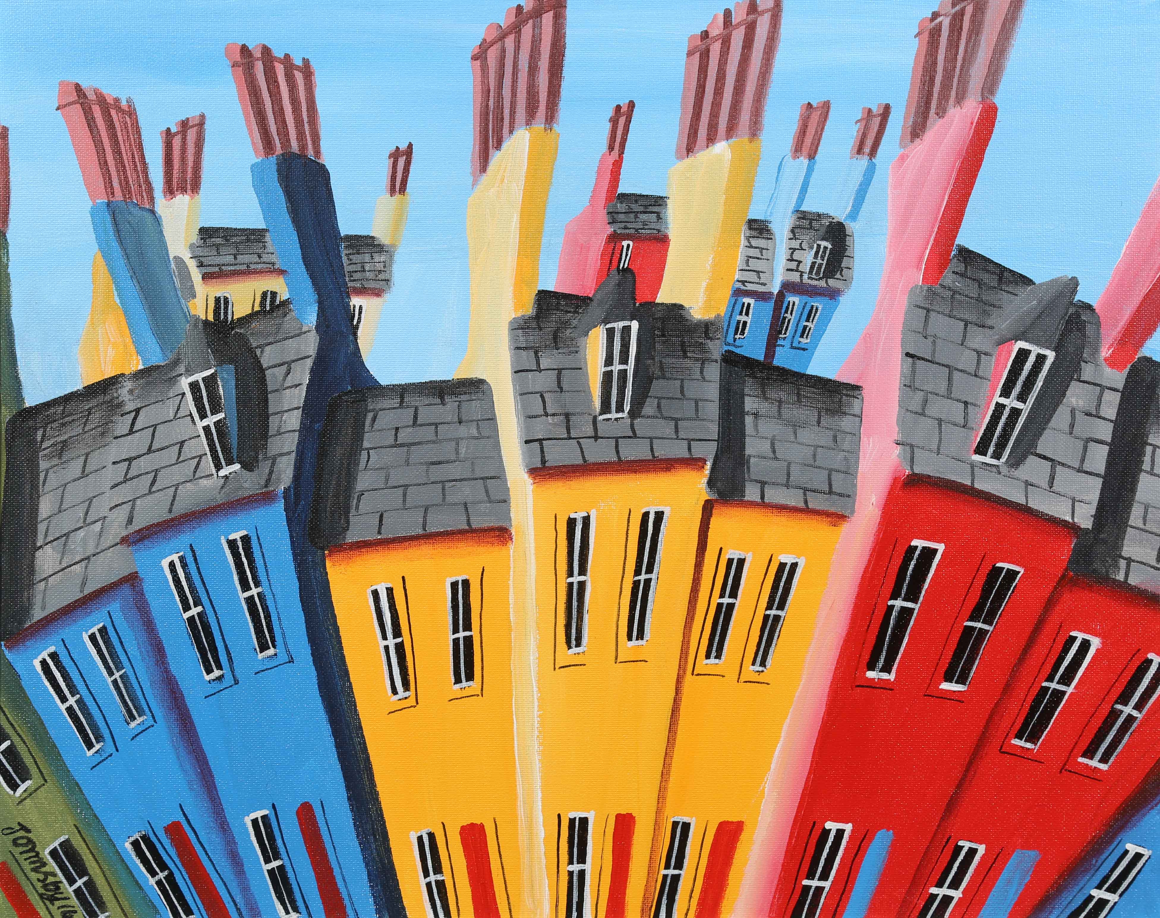 COLOURED HOUSES - JOHN ORMSBY - OIL - 20 X 16