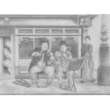LAUREL & HARDY - UNSIGNED - BLACK AND WHITE PRINT - 13 X 17
