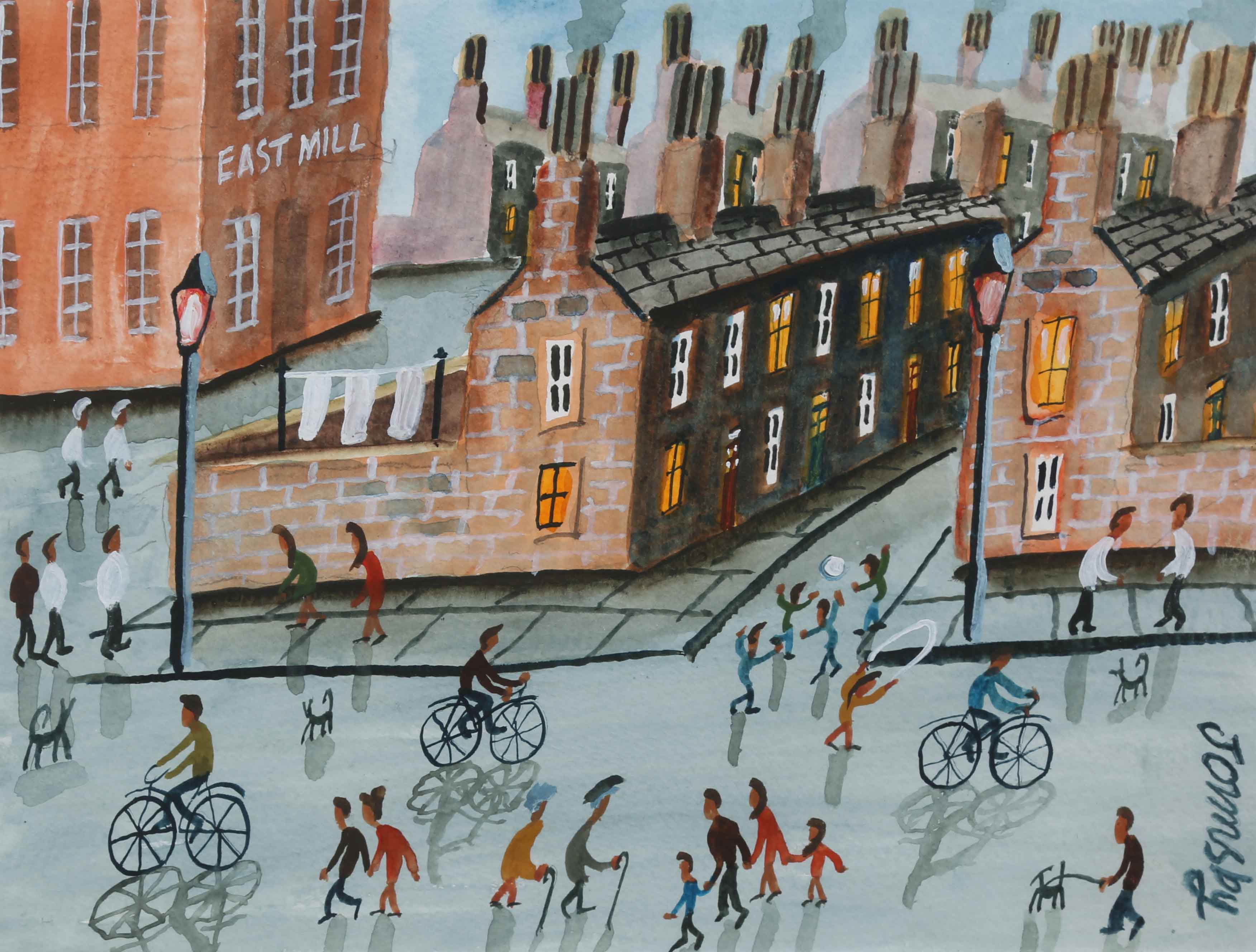 MILL STREET GAMES - JOHN ORMSBY - WATERCOLOUR - 9 X 12