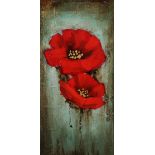 REMEMBRANCE POPPIES - UNSIGNED - OIL - 24 X 12