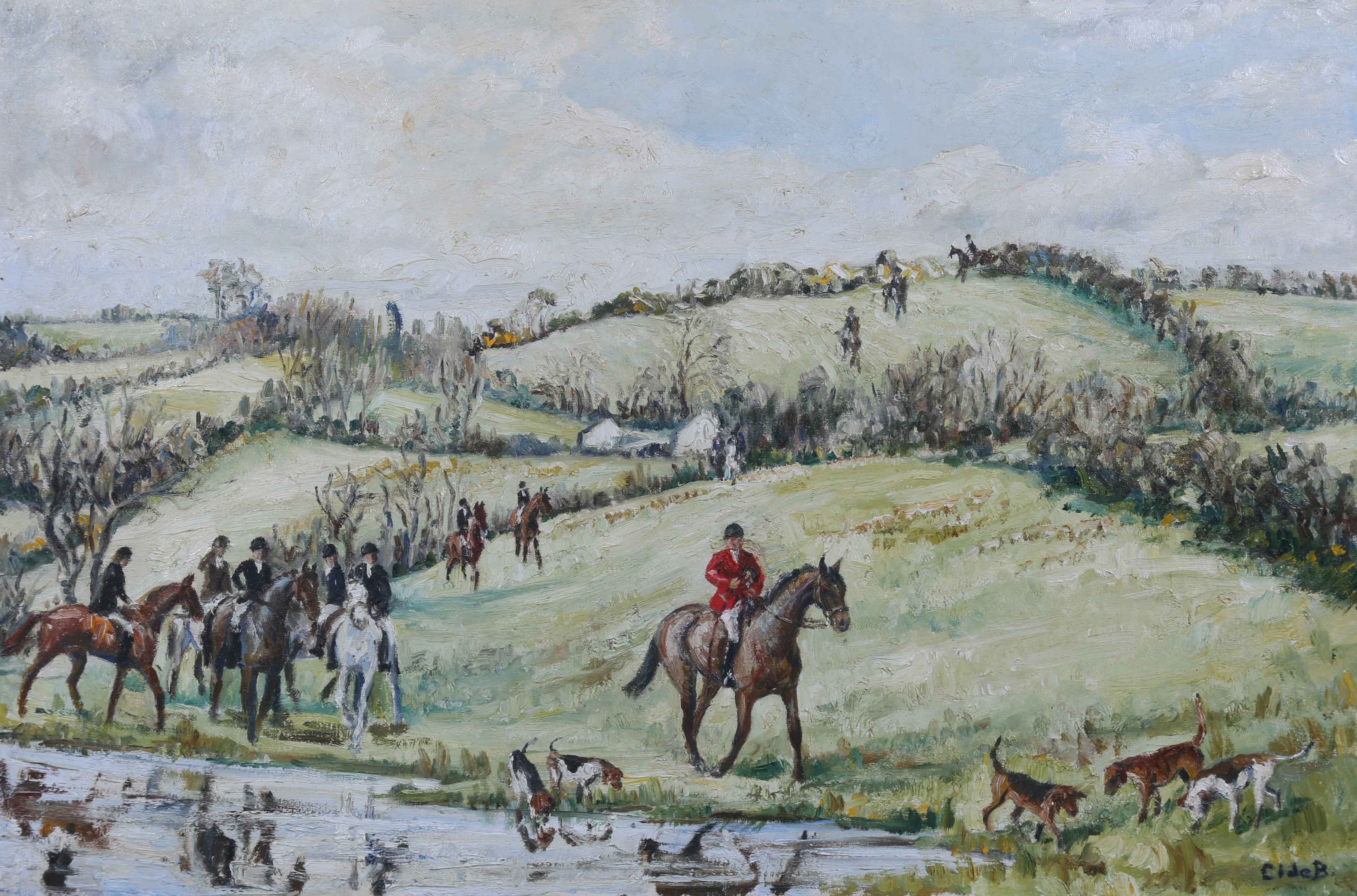 HUNTING SCENE - C L DE B (LADY KINNAHAN) - OIL - 29.5'X19.75'