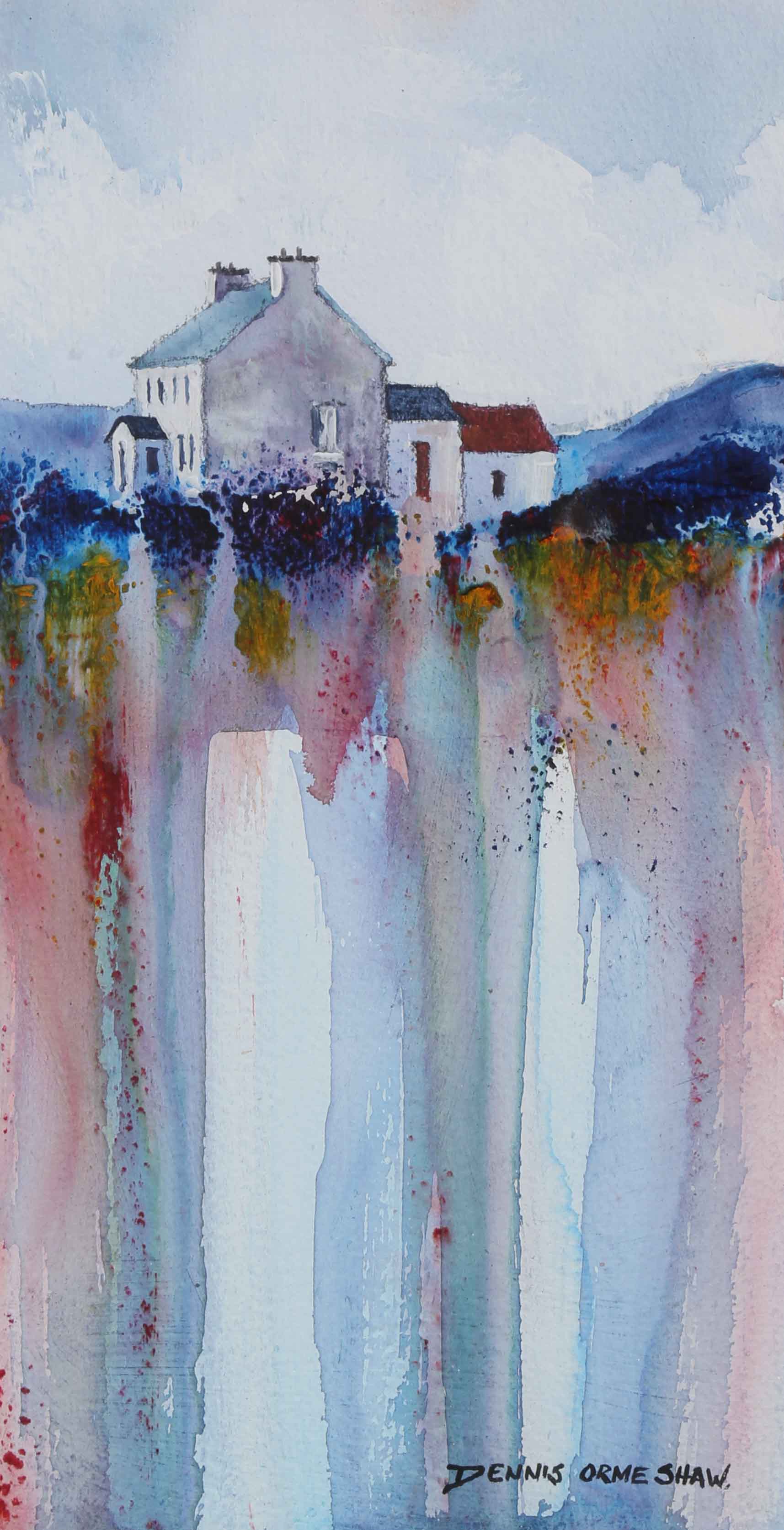 LANDSCAPE - DENNIS ORME SHAW - WATERCOLOUR 6.5'X12.5'