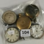 BAG LOT OF POCKET WATCHES ETC TO INCLUDE SILVER