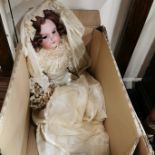 BISQUE HEADED SIMON & HALBIG BRIDE DOLL 18' C1910